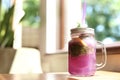 Refreshing natural lemonade with mint in mason jar