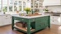 Refreshing Oasis: The Vibrant Green Island Kitchen