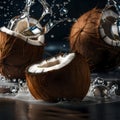 Fresh coconuts in fresh water - ai generated image Royalty Free Stock Photo
