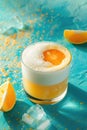 Refreshing orange cocktail with frothy top and slice garnish Royalty Free Stock Photo