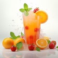 Refreshing Orange Juice With Fresh Fruit Mix - Photo Realistic Style