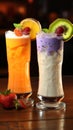 Refreshing pair Vibrant and tempting, two smoothie cocktails showcased