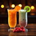 Refreshing pair Vibrant and tempting, two smoothie cocktails showcased