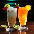 Refreshing pair Vibrant and tempting, two smoothie cocktails showcased