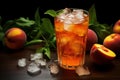 Refreshing Peach iced tea glass. Generate Ai Royalty Free Stock Photo