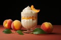 Refreshing Peach yogurt food. Generate Ai