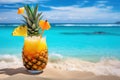 Refreshing Pineapple cocktail. Generate Ai