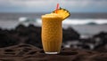 Refreshing pineapple cocktail, perfect for summer vacations by the coastline generated by AI