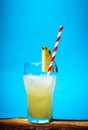 Refreshing pineapple juice in decorated glass