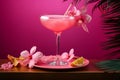 Refreshing Pink cocktail tropical. Generate Ai Royalty Free Stock Photo