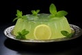Refreshing Plate of lemon jelly mint. Generate Ai Royalty Free Stock Photo