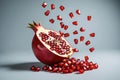 Refreshing Pomegranate Water Splash Ã¢â¬\' Organic and Vibrant, Dynamic Red Pomegranate Royalty Free Stock Photo