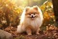 Refreshing Pomeranian dog cooling off. Generate ai Royalty Free Stock Photo