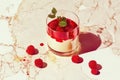 Refreshing raspberry and cream dessert in elegant glass design Royalty Free Stock Photo