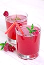 Refreshing raspberry drink with mint Royalty Free Stock Photo