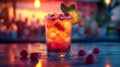 Refreshing raspberry juice cocktail, perfect for a summer drink, AI-generated.