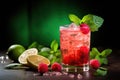 Refreshing Raspberry Lemonade with Lime Slice Royalty Free Stock Photo