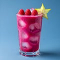 Refreshing Raspberry and Star Fruit Cocktail with Ice Cubes Perfect for Summer and Tropical Drink Royalty Free Stock Photo