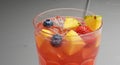 Refreshing Red Fruit Cocktail with Ice and Straw Royalty Free Stock Photo