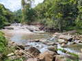 Refreshing river stream in Lata Kertas, Dabong, Kelantan, Malaysia. Royalty Free Stock Photo