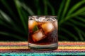 Refreshing rum and coke cocktail with ice and lime. Royalty Free Stock Photo