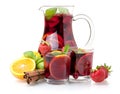 Refreshing sangria (punch) and fruits Royalty Free Stock Photo