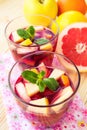 Refreshing sangria (punch) with fruits Royalty Free Stock Photo