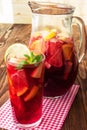 Refreshing sangria (punch) with fruits Royalty Free Stock Photo