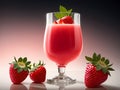 Refreshing: Savor the Flavors of Freshly Squeezed Strawberry Juice in a Summery Glass. Ai generated