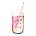 Refreshing smoothie, cocktail. A glass of vitamin summer drink. Soda with fruit. Isolated fruit cold drinks on white