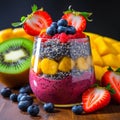 Refreshing smoothie with a variety of fruits and toppings
