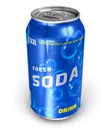 Refreshing soda drink in metal can