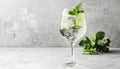 Refreshing soda water in glass on light gray background Royalty Free Stock Photo