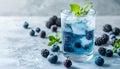 Refreshing soda water in glass on light gray background Royalty Free Stock Photo