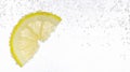 Refreshing soda water and lemon slice against white background. Banner design Royalty Free Stock Photo