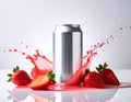 Refreshing Strawberry Drink In Steel Can Packaging Royalty Free Stock Photo