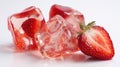 Refreshing strawberry and ice composition on white background Royalty Free Stock Photo