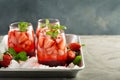 Strawberry ice tea or cold cocktail Royalty Free Stock Photo