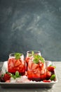 Strawberry ice tea or cold cocktail Royalty Free Stock Photo