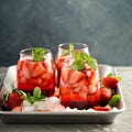 Strawberry ice tea or cold cocktail Royalty Free Stock Photo