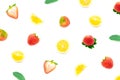Refreshing Strawberry and lemon on white background