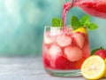 refreshing strawberry lemonade cocktail Royalty Free Stock Photo