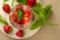 Refreshing strawberry water or lemonade decorated with mint