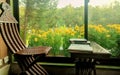 Refreshing study area by the library window Royalty Free Stock Photo