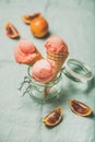 Refreshing summer blood orange ice cream and fresh fruits Royalty Free Stock Photo