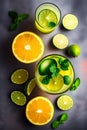 Refreshing Summer Citrus Infused Mojitos and other Cocktail Lemonades with Lime, Lemon & Orange Created With Generative Ai