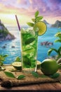 Refreshing summer cocktail mojito.