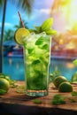 Refreshing summer cocktail mojito.