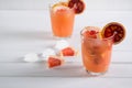 Refreshing summer cocktails with citrus fruits Top view. Royalty Free Stock Photo