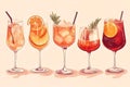Refreshing Summer Cocktails on a Light Background Royalty Free Stock Photo